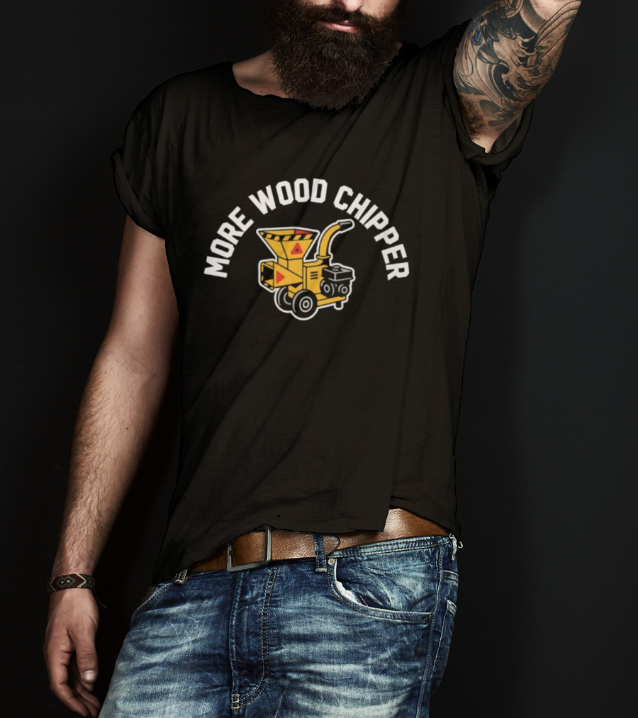 More Wood Chipper Machinery Icon With Yellow And Red Triangles T-Shirt