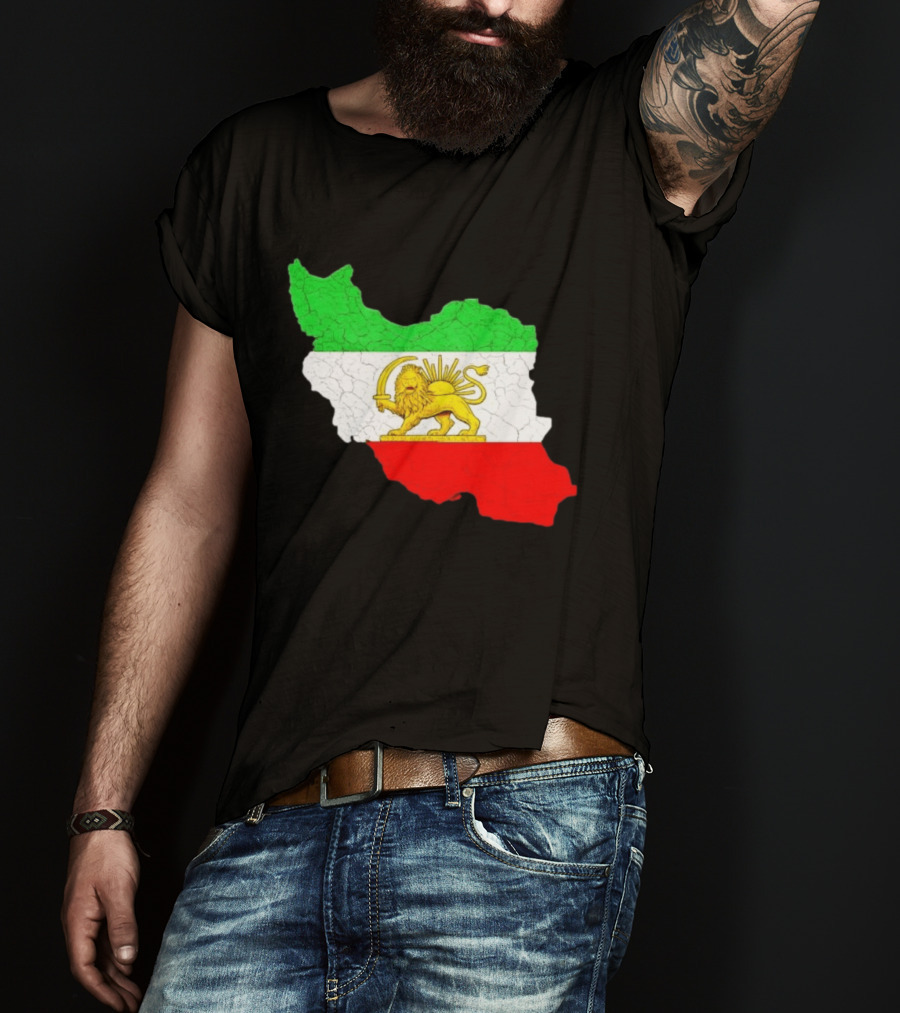 Iran Map With Lion And Sun Persian Heritage T-Shirt