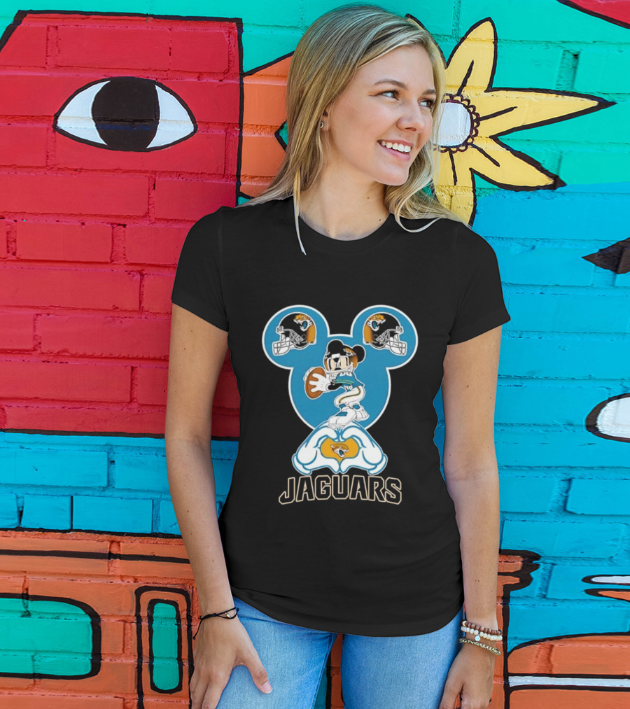 Mickey Mouse Jacksonville Jaguars Football Love Hands T-Shirt