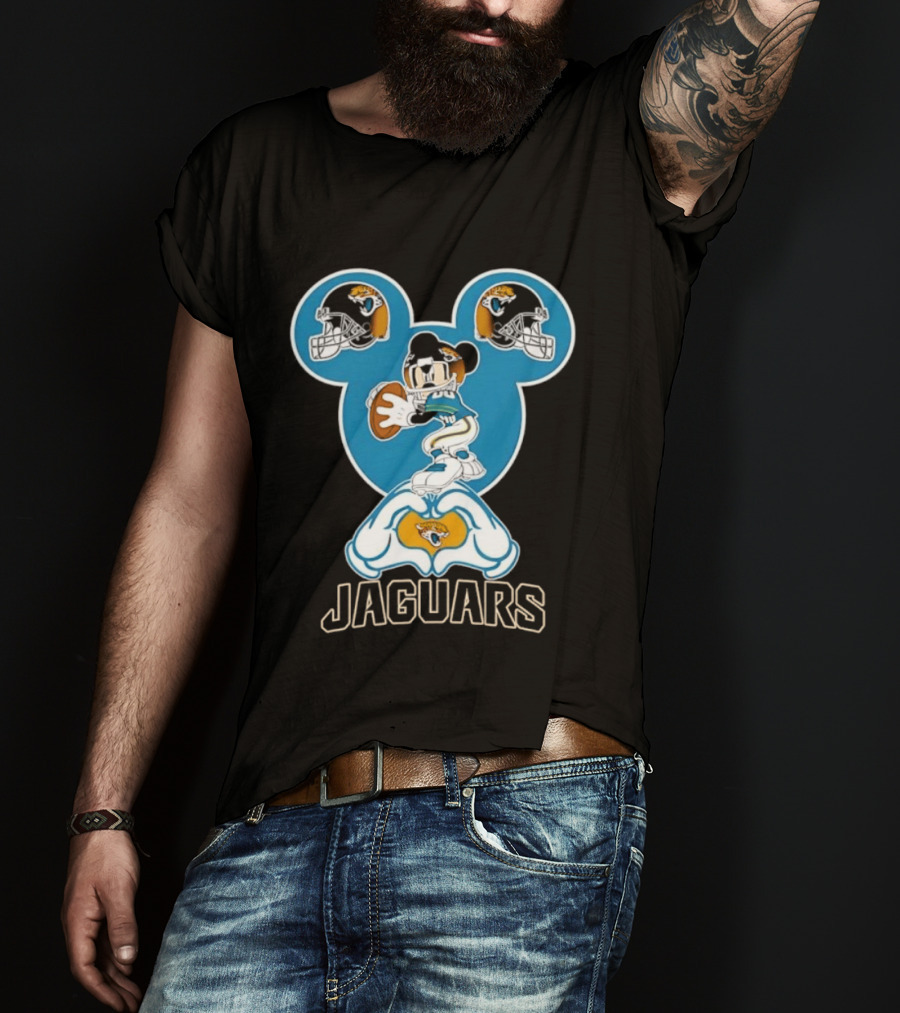 Mickey Mouse Jacksonville Jaguars Football Love Hands T-Shirt