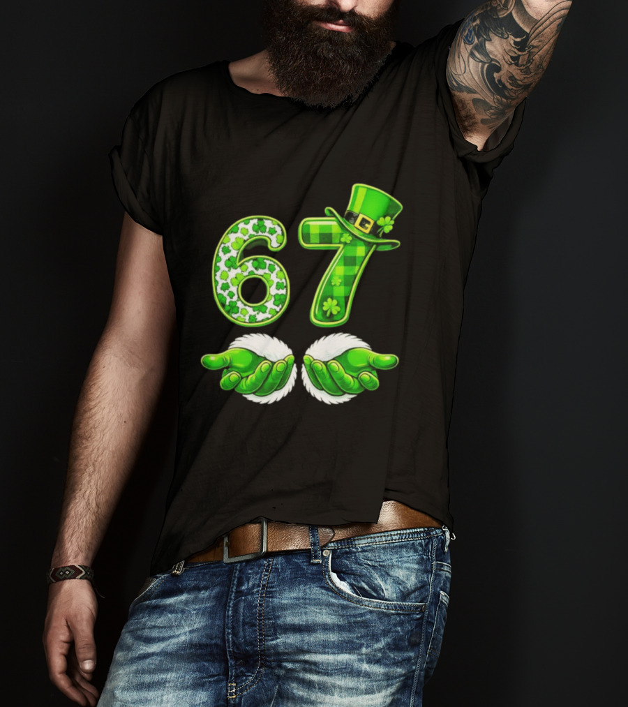 St Patricks Day 67 Shamrock Irish Clover Meme Green Hat Luck T-Shirt