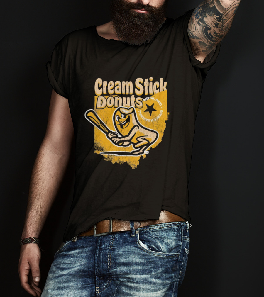 Cream Stick Donuts Ohio Baseball Star Buckeye T-Shirt