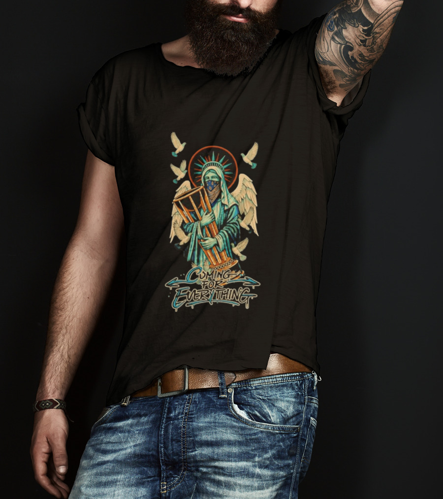 Statue Of Liberty Cuming For Everything With Wings And Doves T-Shirt