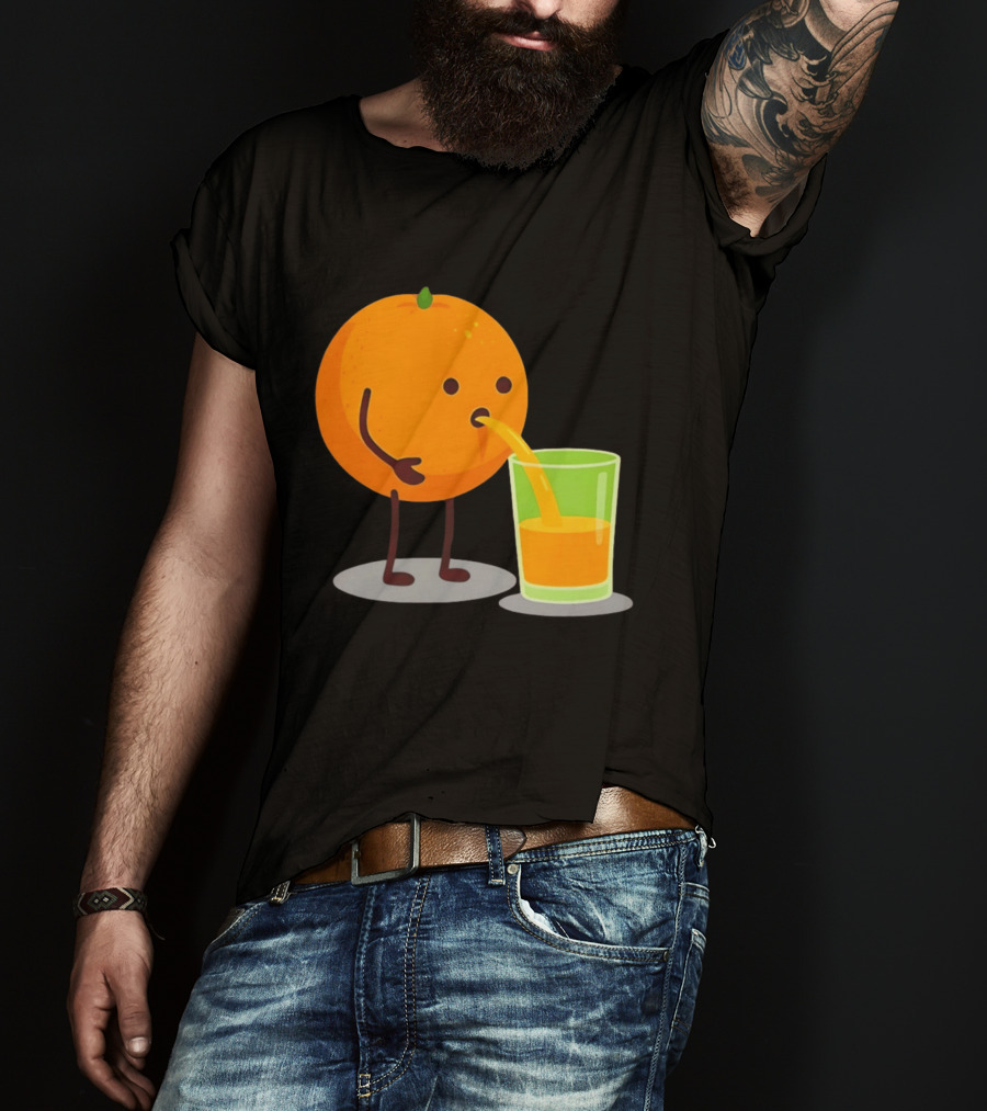 Orange Juice Squeezed Fun Cartoon T-Shirt
