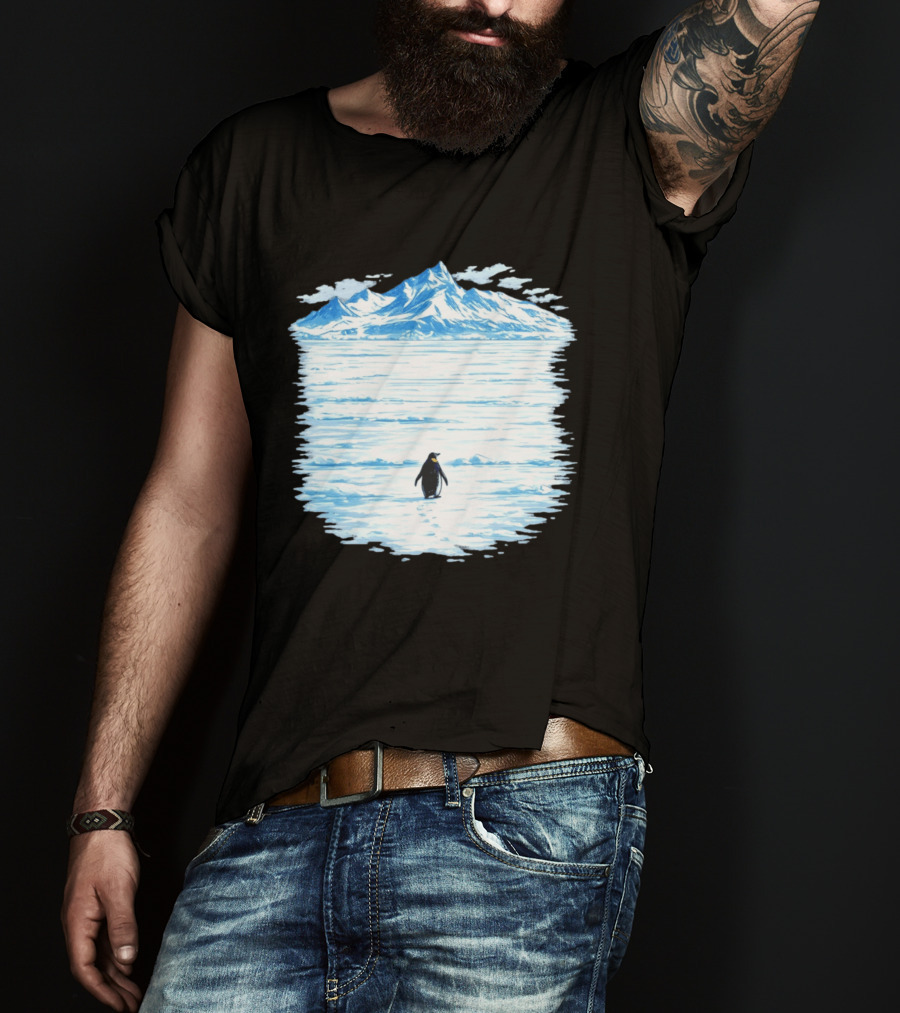 Penguin But Why Snowy Mountain Reflection T-Shirt