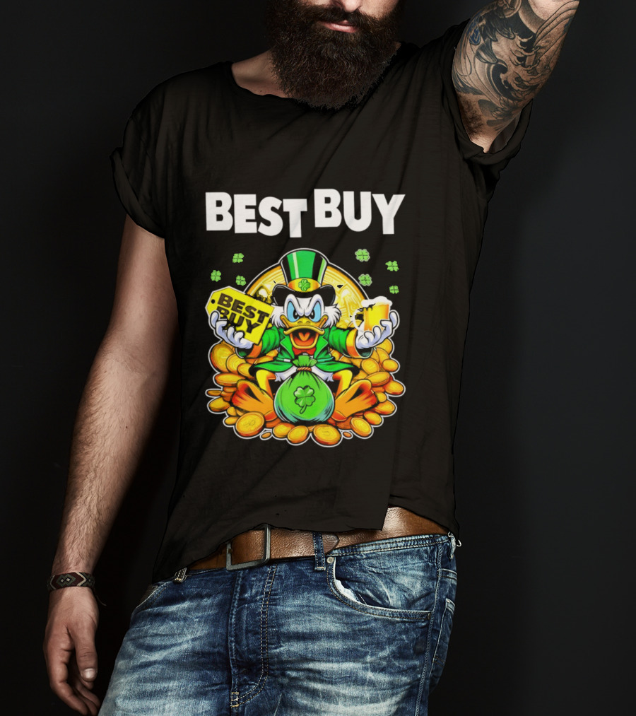 Scrooge McDuck Best Buy St Patrick's Day Coins And Shamrocks Celebration T-Shirt