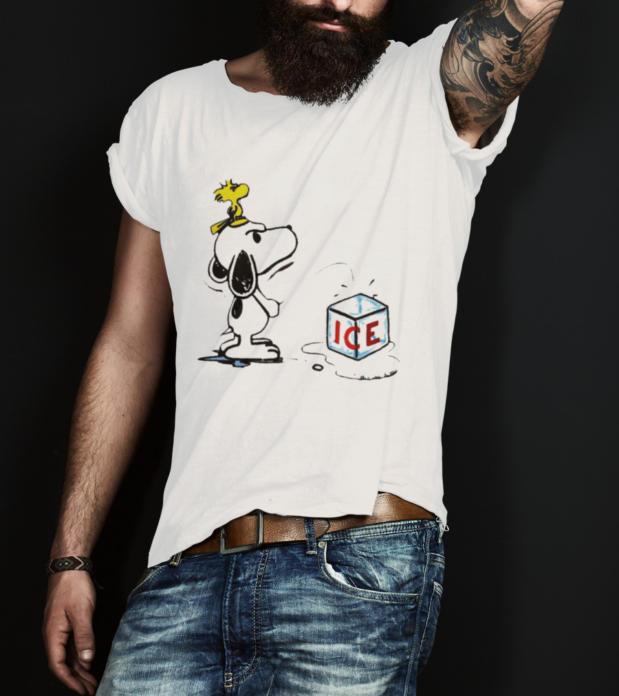 Snoopy Woodstock Piss On Ice Cube Block T-Shirt