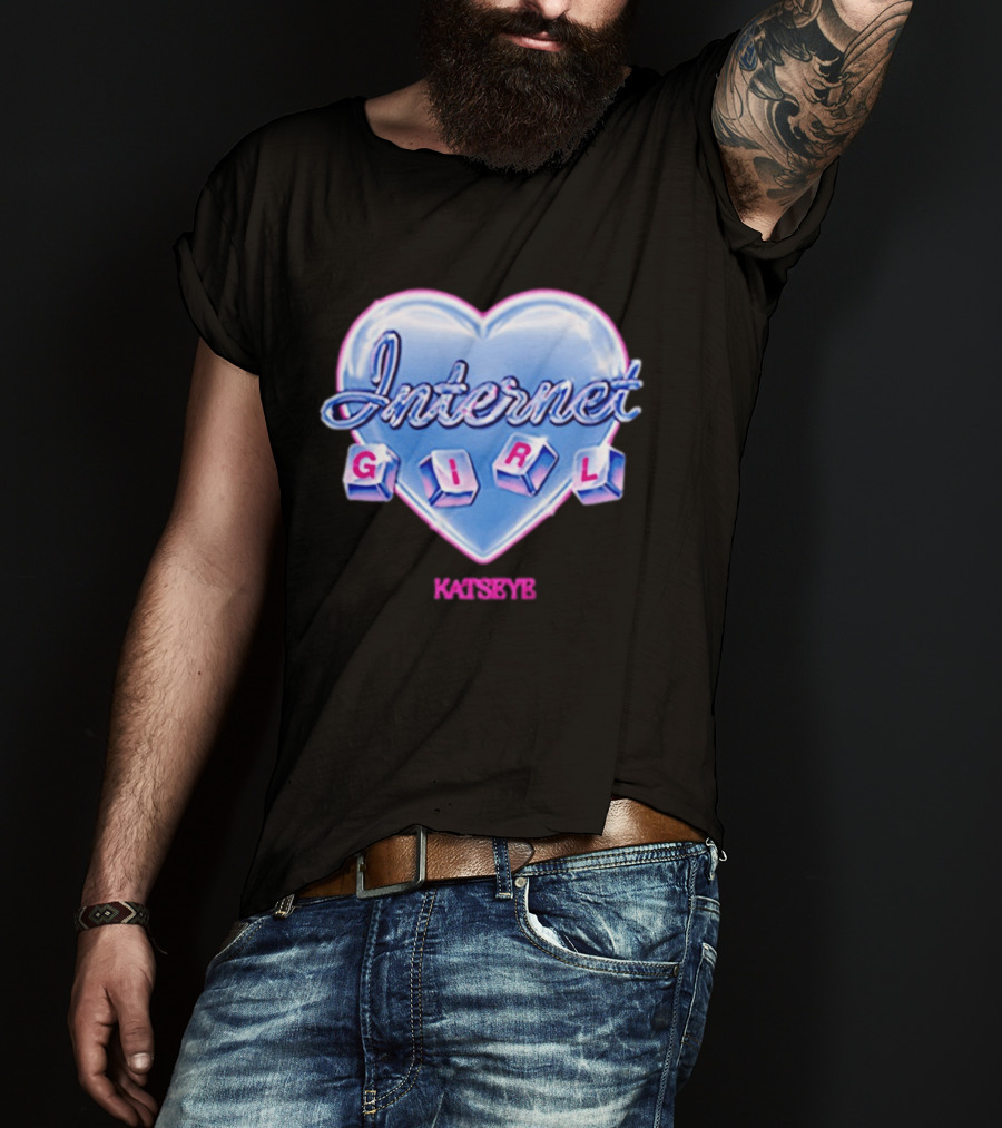 Katseye Internet Girl Neon Blue Heart T-Shirt
