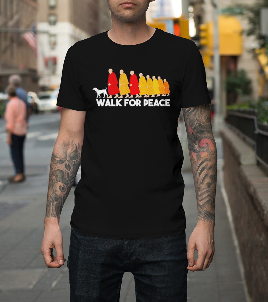 Walk For Peace Monk Procession With Dog T-Shirt