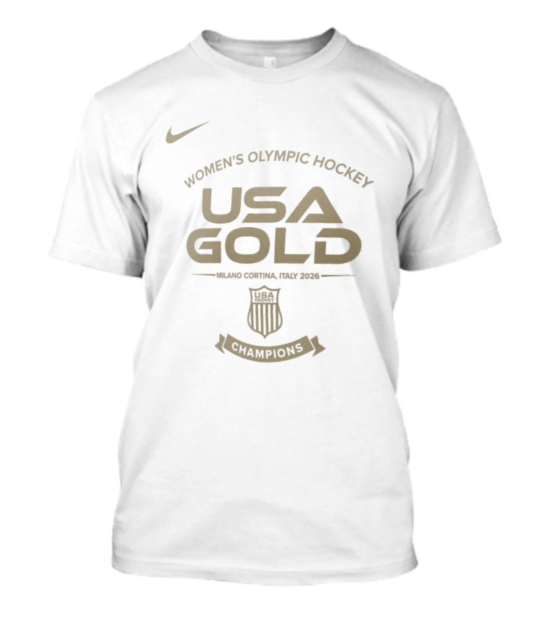 Women's Olympic Hockey USA Gold Milano Cortina Italy 2026 Champions Nike T-Shirt