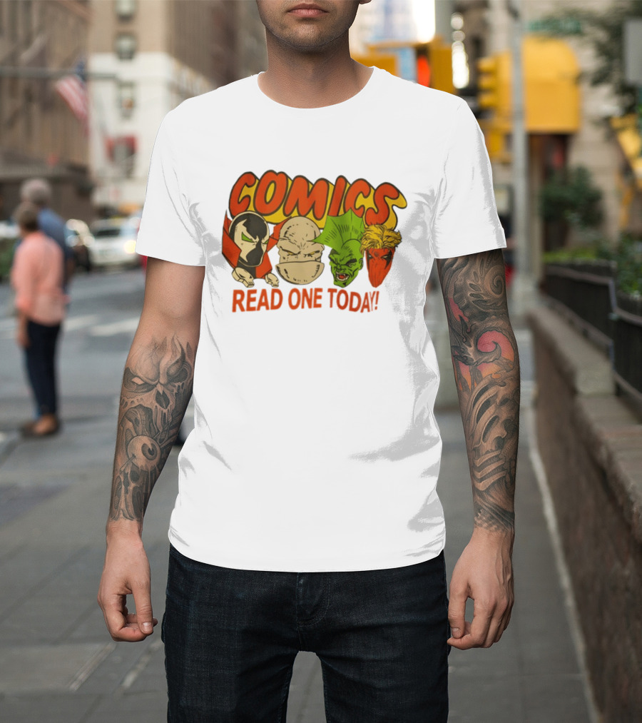 Comics Read One Today Characters Face T-Shirt