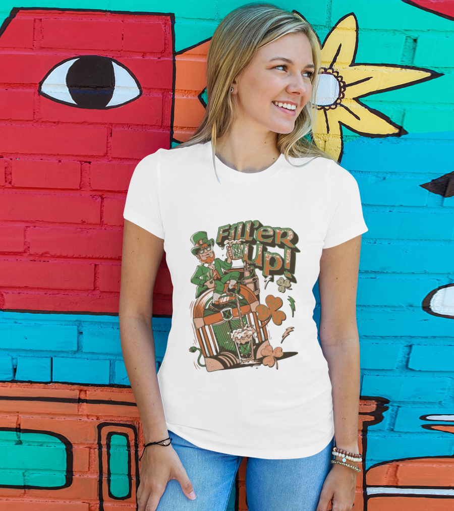 Fill'er Up St. Patrick's Day Leprechaun Beer And Jukebox Celebration T-Shirt