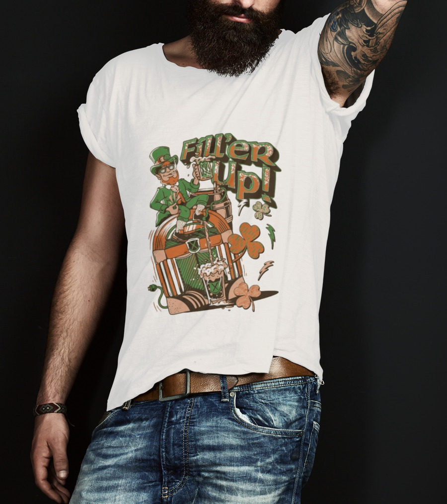 Fill'er Up St. Patrick's Day Leprechaun Beer And Jukebox Celebration T-Shirt