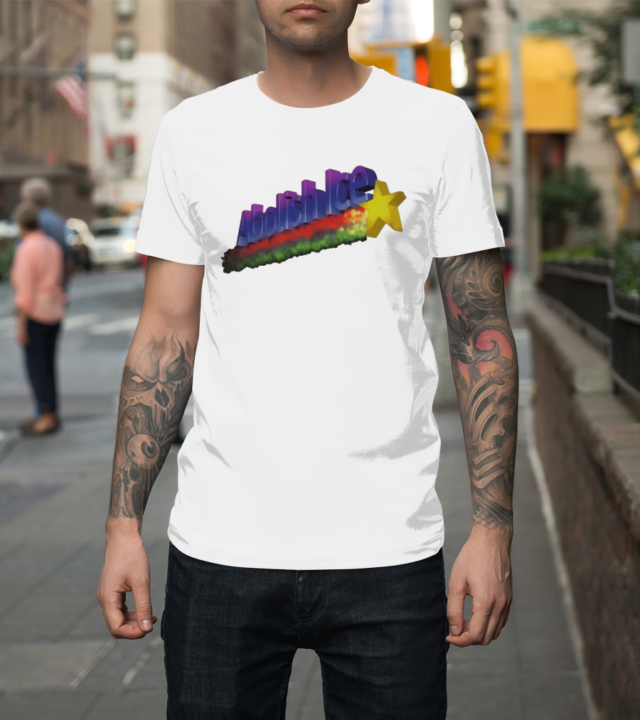 Abolish ICE Star Bold Text With Colorful Gradient And 3D Effect T-Shirt
