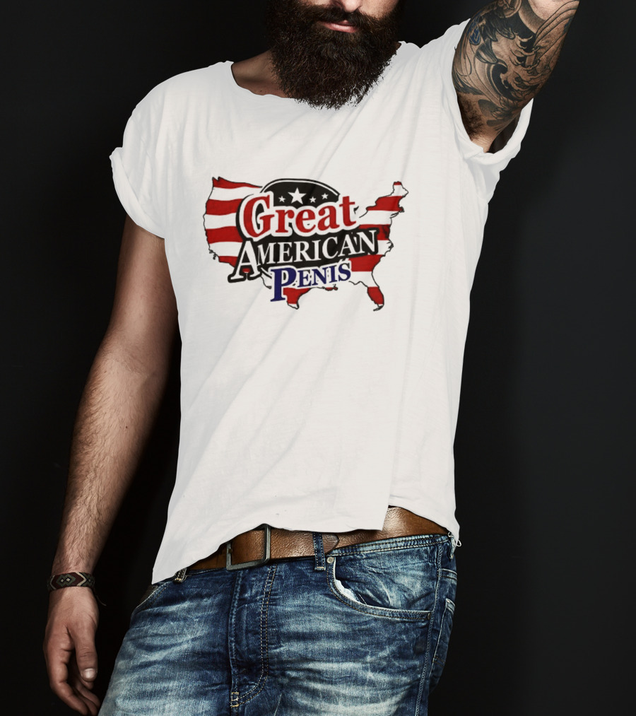 Great American Penis USA Map Flag Stars T-Shirt
