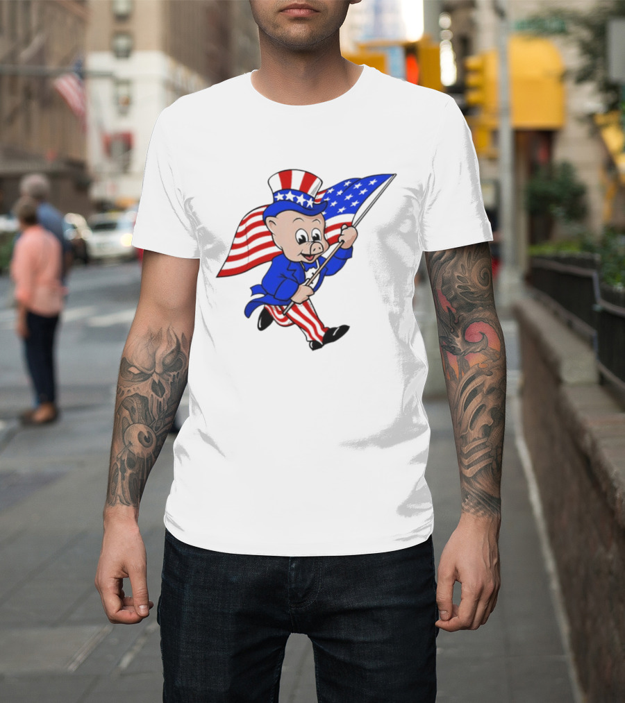 Piggly Wiggly Patriotic July 4th Celebration with American Flag and Uncle Sam Hat T-Shirt