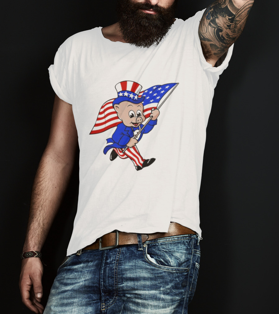 Piggly Wiggly Patriotic July 4th Celebration With American Flag And Uncle Sam Hat T-Shirt