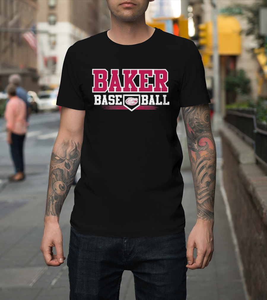 Baker Baseball Gators Home Plate Sports Team T-Shirt