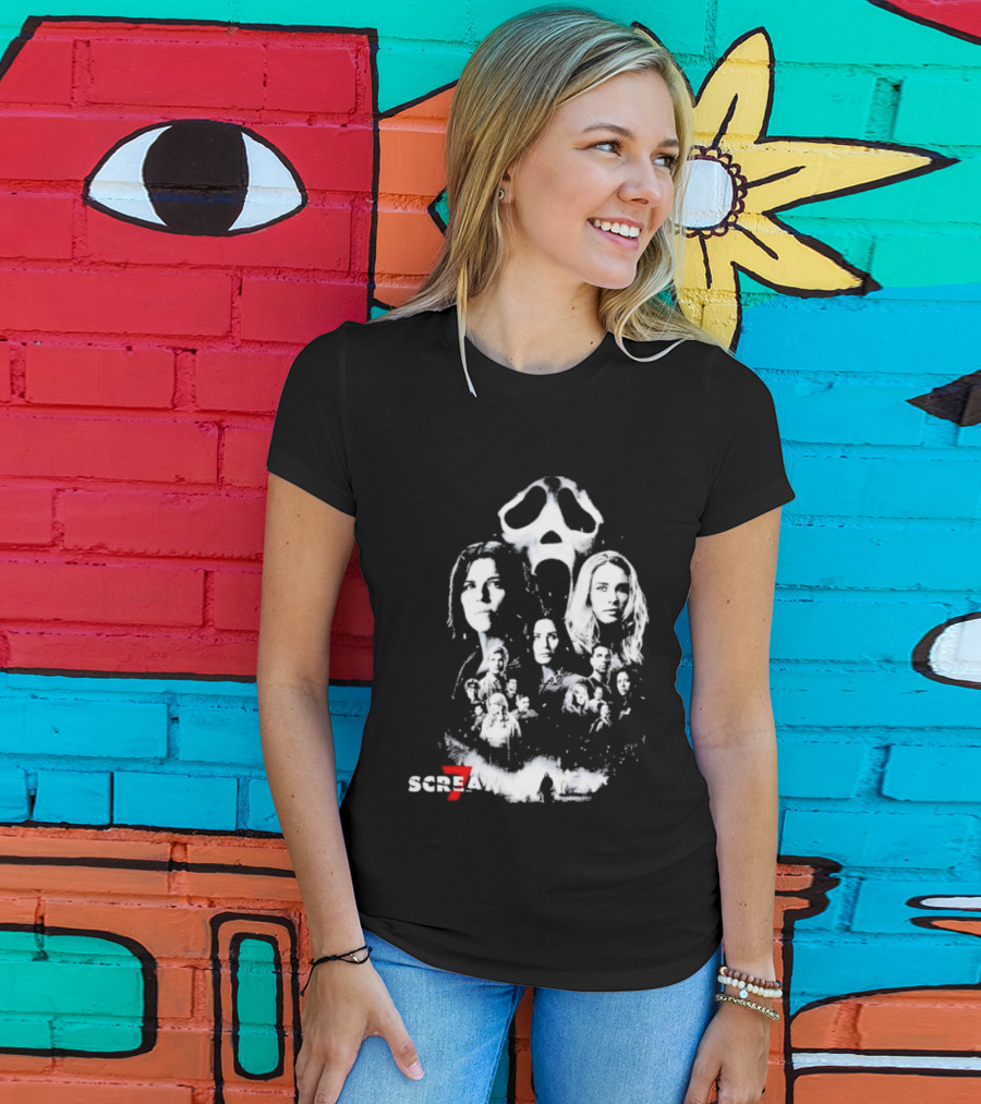 Scream 7 30th Anniversary Kill Tour 2026 Ghostface Mask Collage T-Shirt