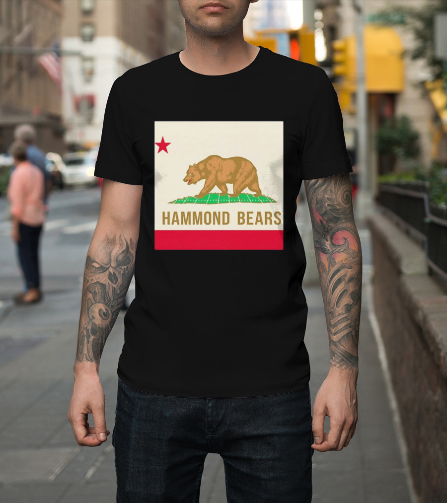 Hammond Bears California Flag Red Star Bear Image T-Shirt