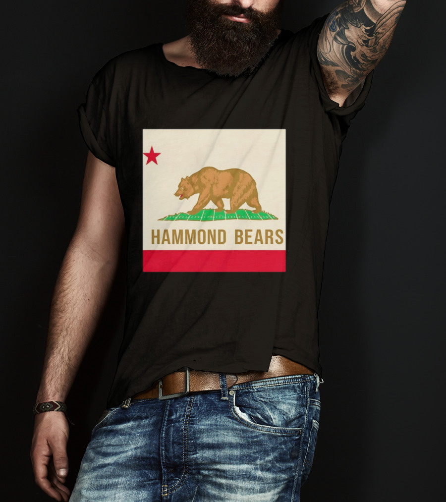 Hammond Bears California Flag Red Star Bear Image T-Shirt