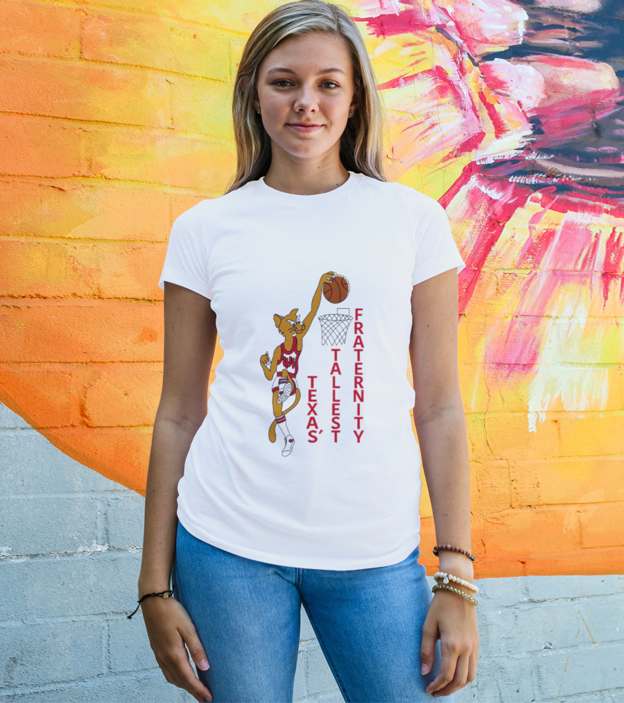 Texas' Tallest Fraternity Cat Basketball Dunk T-Shirt