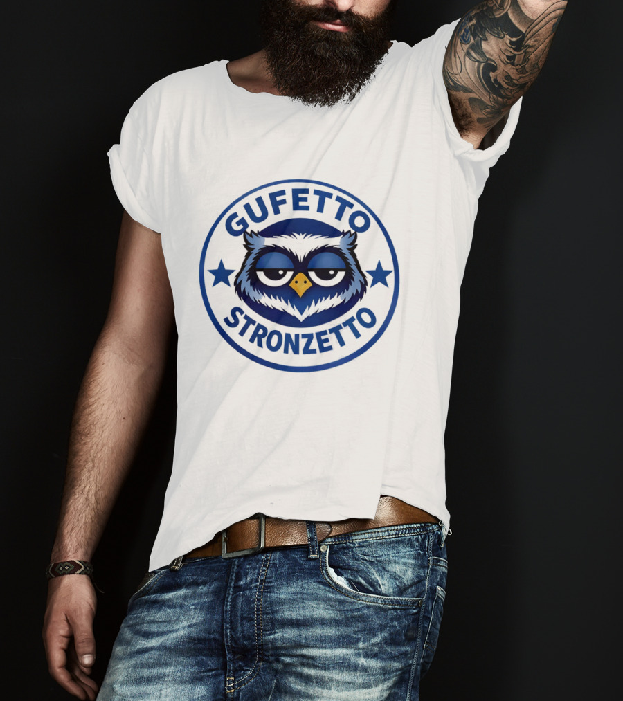 Gufetto Stronzetto Owl Blue Circle T-Shirt