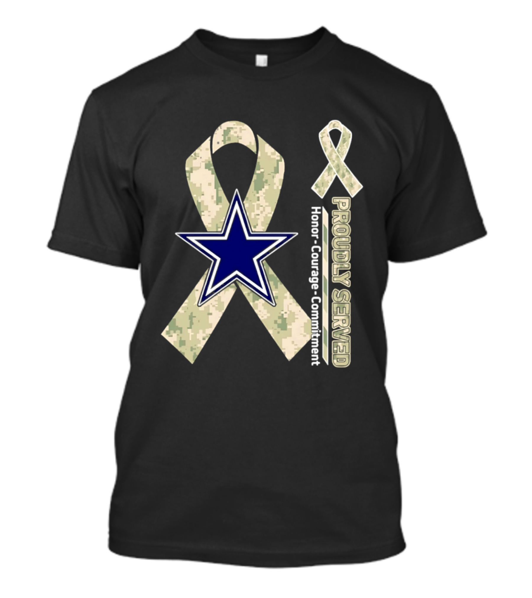 Dallas Cowboys Camouflage Ribbon Honor Courage Commitment T-Shirt