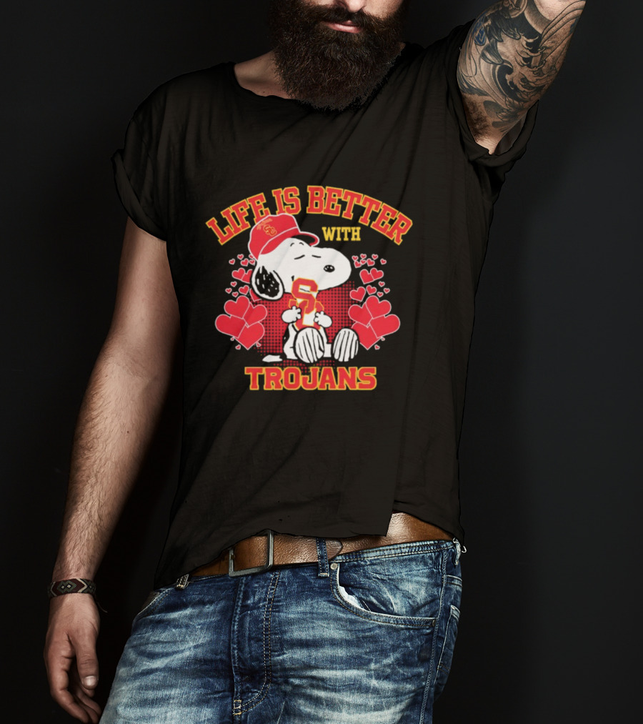 USC Trojans Snoopy Love Life Is Better With Trojans T-Shirt