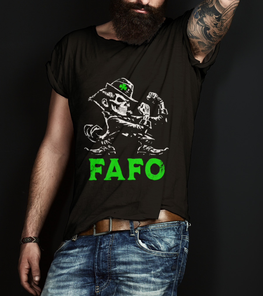 FAFO Skeleton Leprechaun Flexing St Patrick's Day T-Shirt