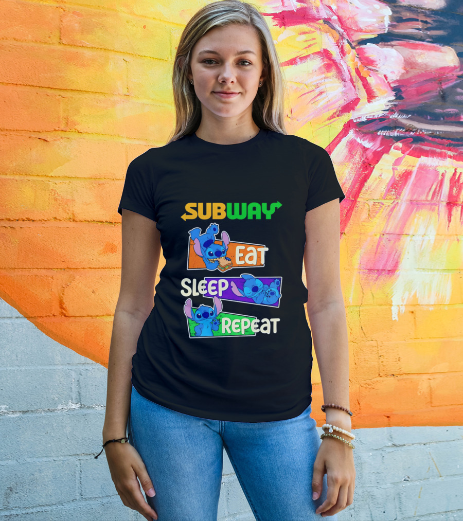 Subway X Stitch Eat Sleep Repeat T-Shirt