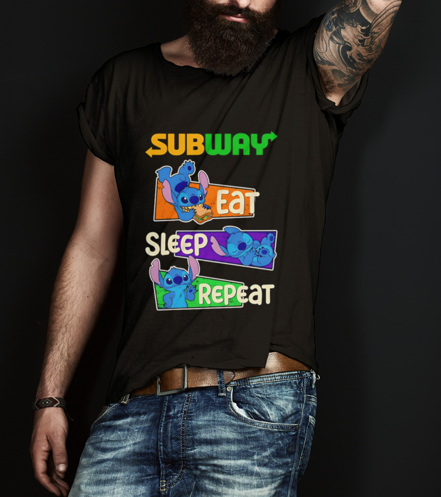 Subway X Stitch Eat Sleep Repeat T-Shirt