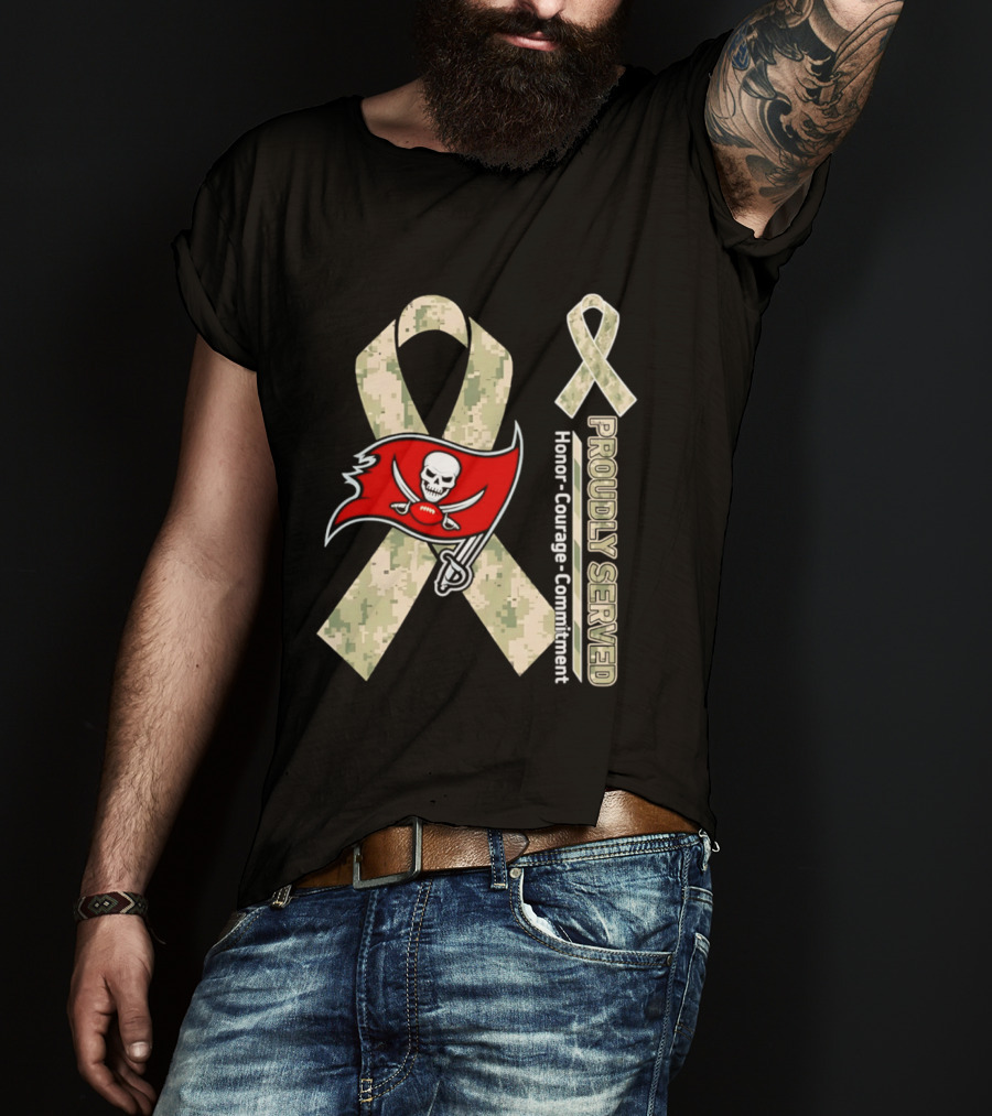 Tampa Bay Buccaneers Proudly Served Military Support Honor Courage Commitment Ribbon T-Shirt