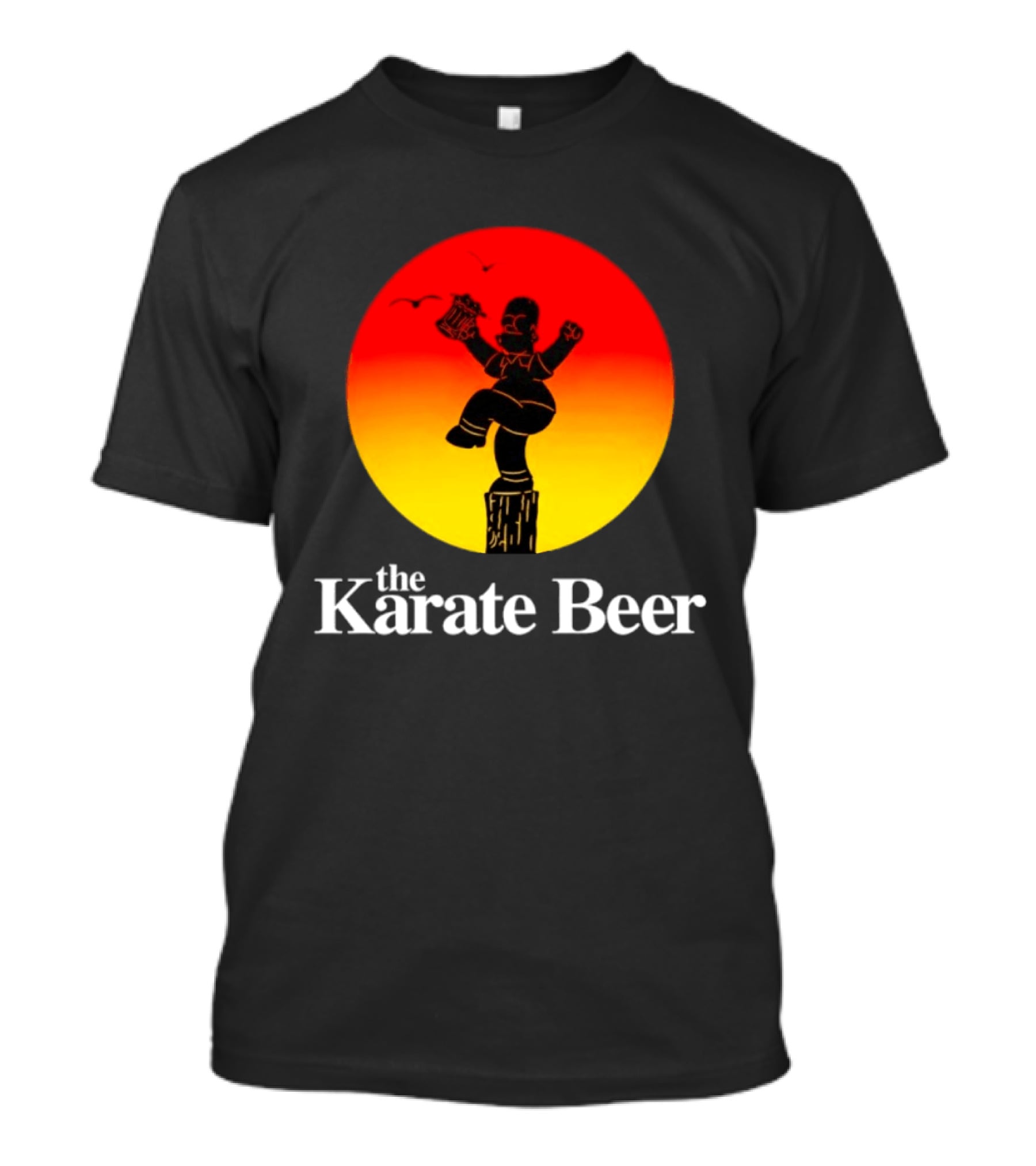 The Karate Beer Sunset Crane Pose Beer T-Shirt
