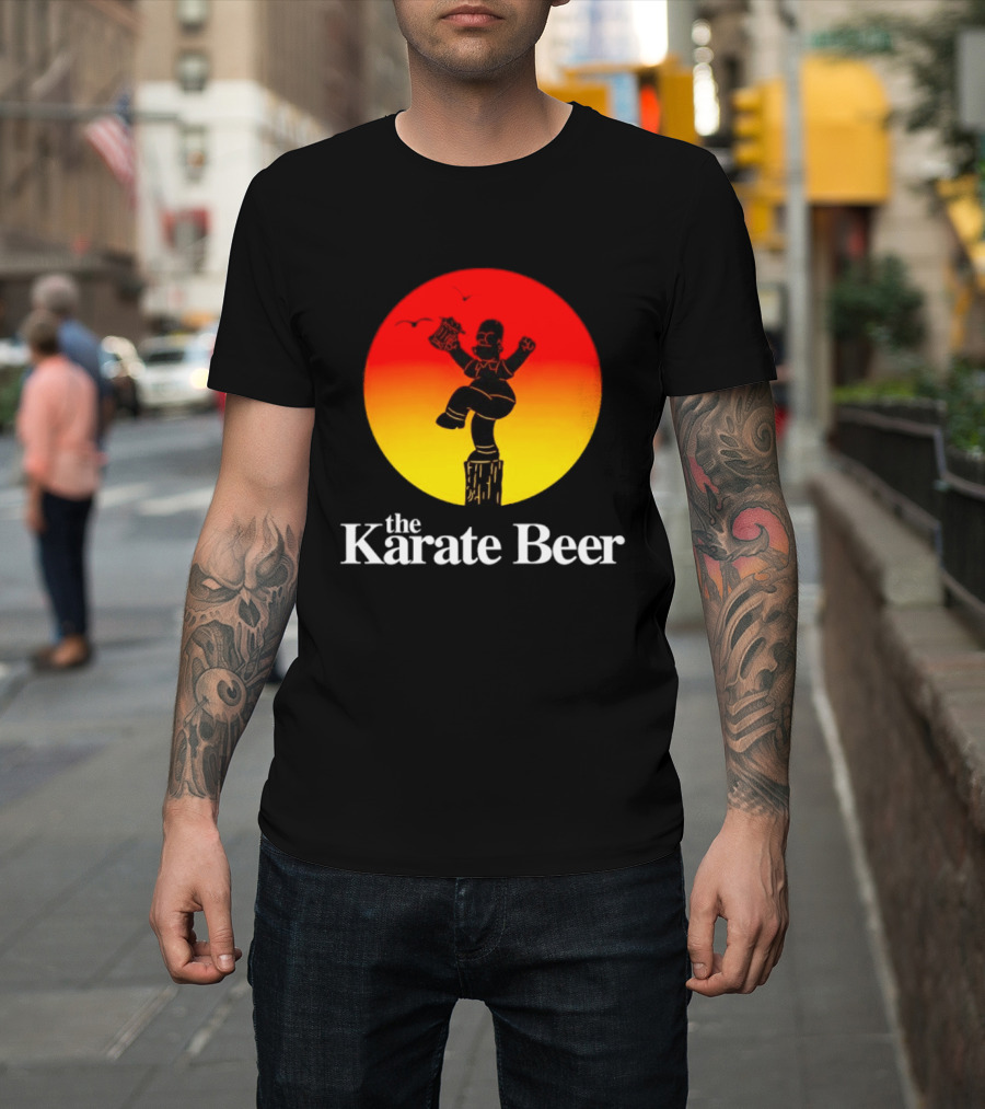 The Karate Beer Sunset Crane Pose Beer T-Shirt