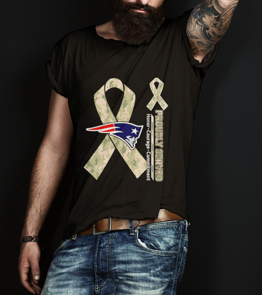 New England Patriots Camouflage Ribbon Honor Courage Commitment T-Shirt