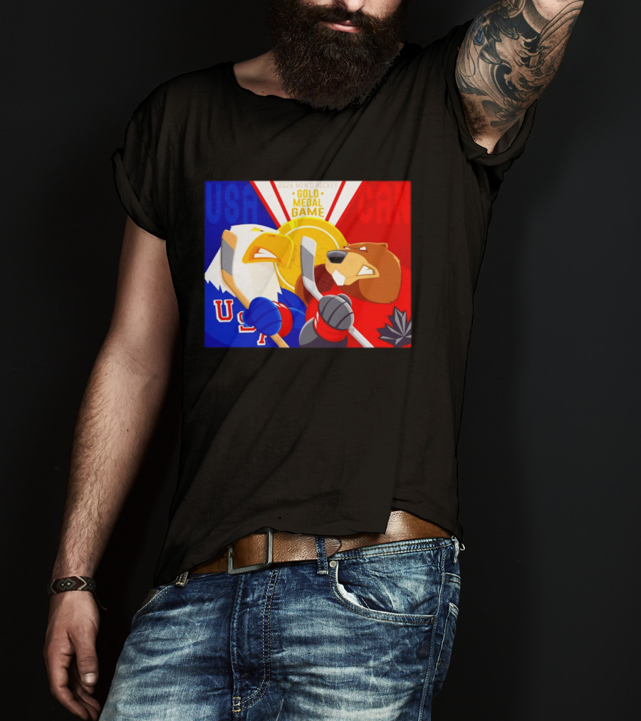 USA Vs Canada 2026 Men's Hockey Gold Medal Game Eagle Vs Beaver Showdown T-Shirt