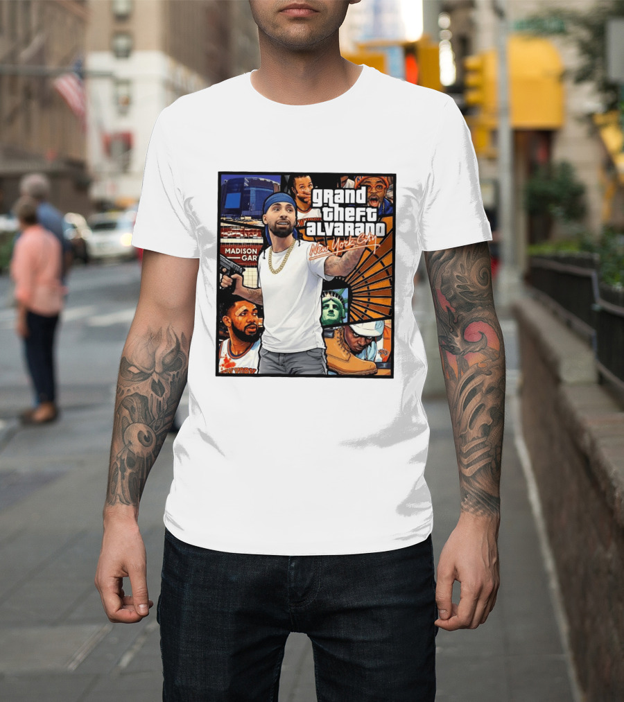 Grand Theft Alvarado New York City Madison Square Garden Statue Of Liberty T-Shirt