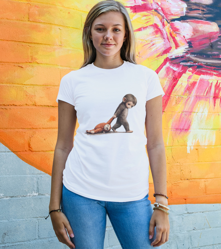 Monkey Baby Dragging Toy Monkey T-Shirt