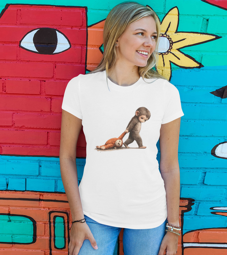 Monkey Baby Dragging Toy Monkey T-Shirt