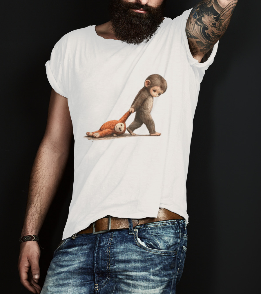 Monkey Baby Dragging Toy Monkey T-Shirt
