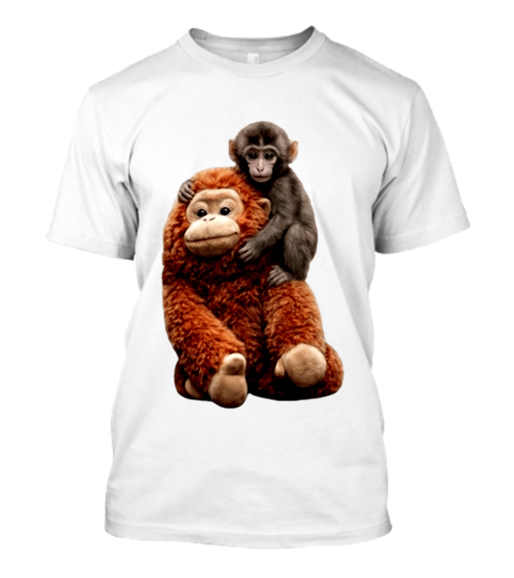 Monkey Punch Plush Toy And Baby Monkey Cuddling Image T-Shirt