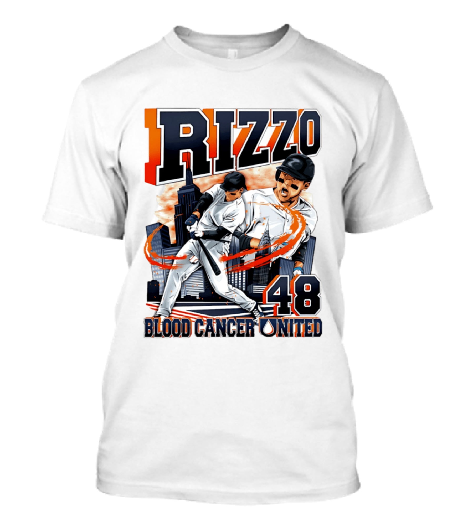 Rizzo 48 Blood Cancer United Hand Drawn Baseball T-Shirt