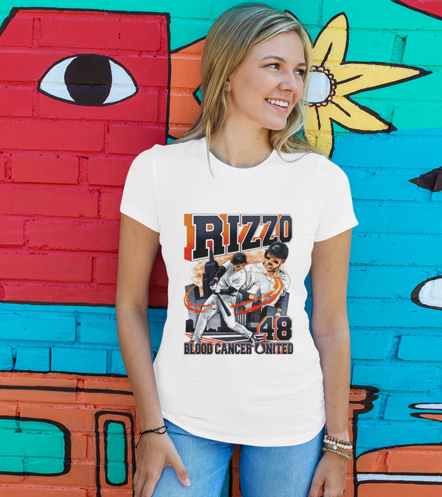 Rizzo 48 Blood Cancer United Hand Drawn Baseball T-Shirt