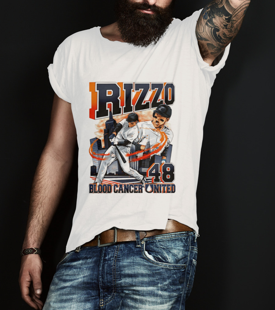 Rizzo 48 Blood Cancer United Hand Drawn Baseball T-Shirt