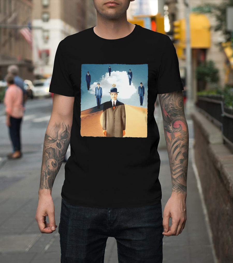 René Magritte X Jean Leloup Son Of Man Remix Surreal Desert Landscape T-Shirt