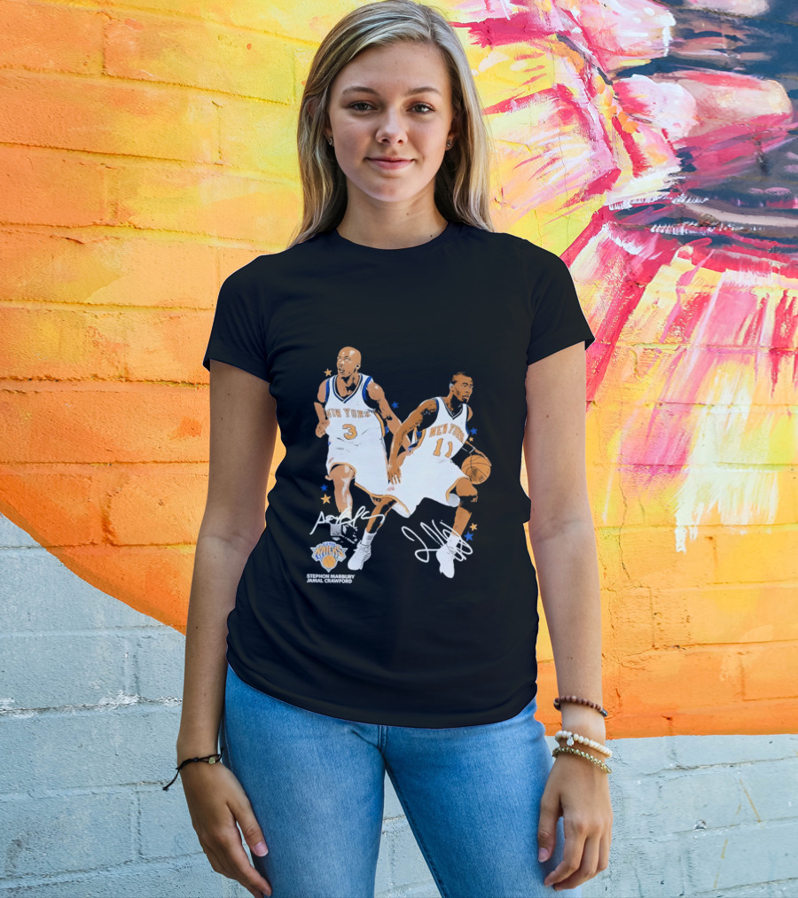 Stephon Marbury Jamal Crawford New York Knicks 3 11 Signatures T-Shirt