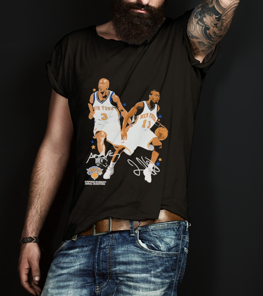 Stephon Marbury Jamal Crawford New York Knicks 3 11 Signatures T-Shirt