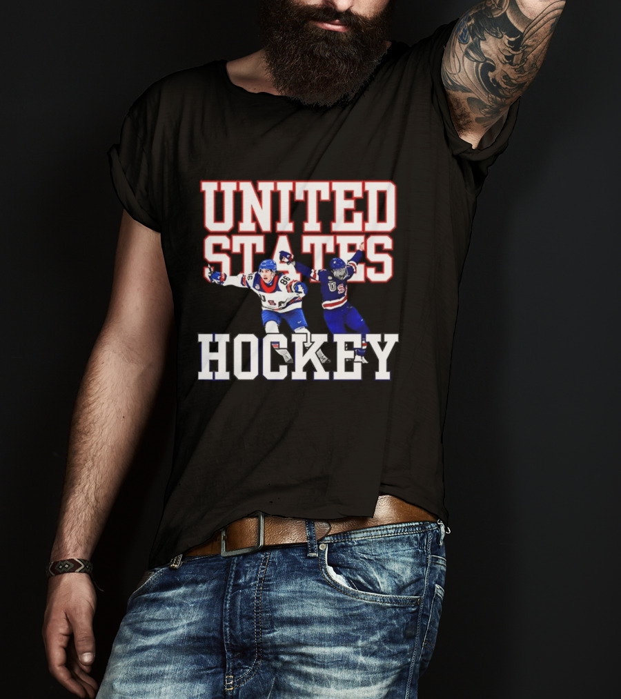 United States Hockey Players Celebration T-Shirt