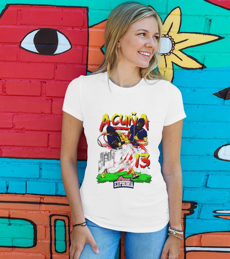Acuna Euphoria Atlanta Braves 13 Hand Drawn T-Shirt